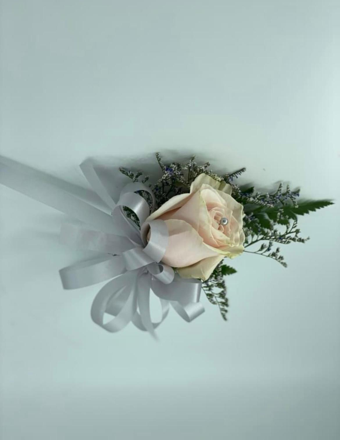 Cream Rose with Silver Ribbon