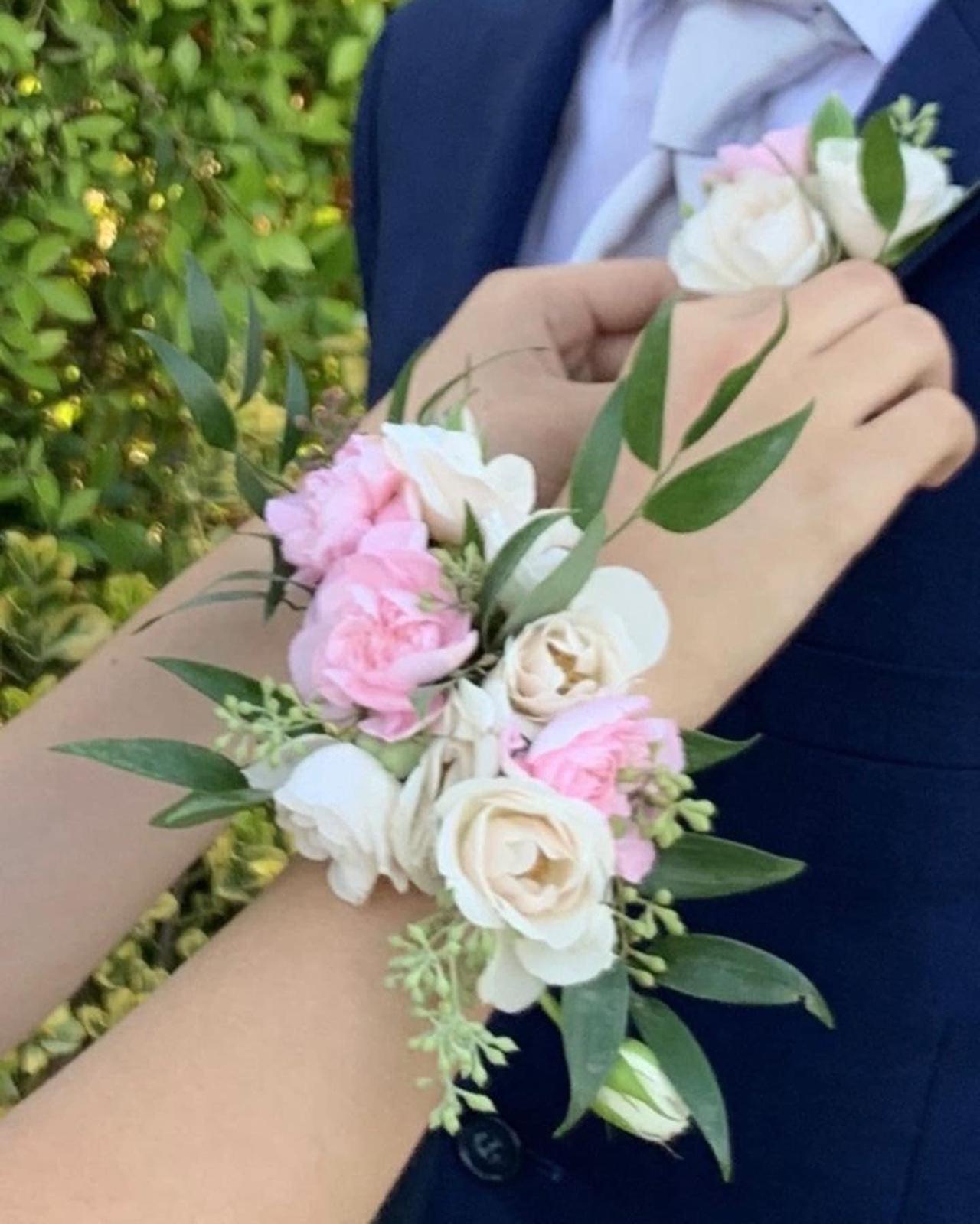 Pink & Cream Wrist Corsage