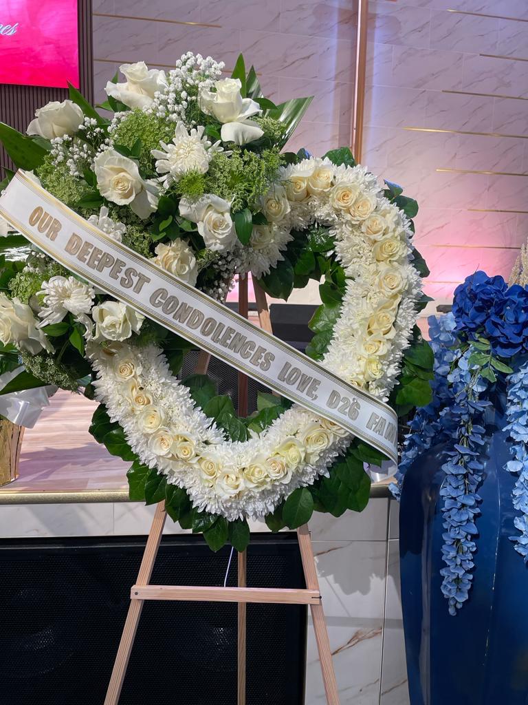 White Heart Sympathy Arrangement