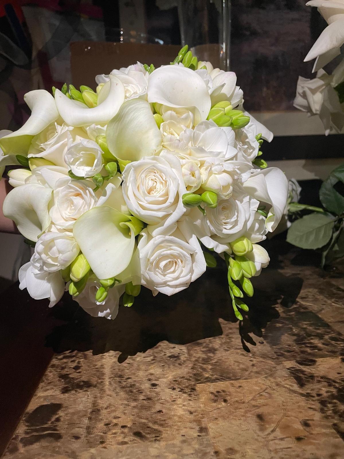 White Roses, Callas & Freesia